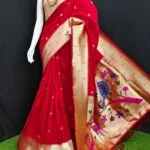 Beautiful Soft Silk Paithani Saree with zari woven butti