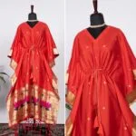 Orange Paithani Kaftan for Women - Stylish & Elegant Wear