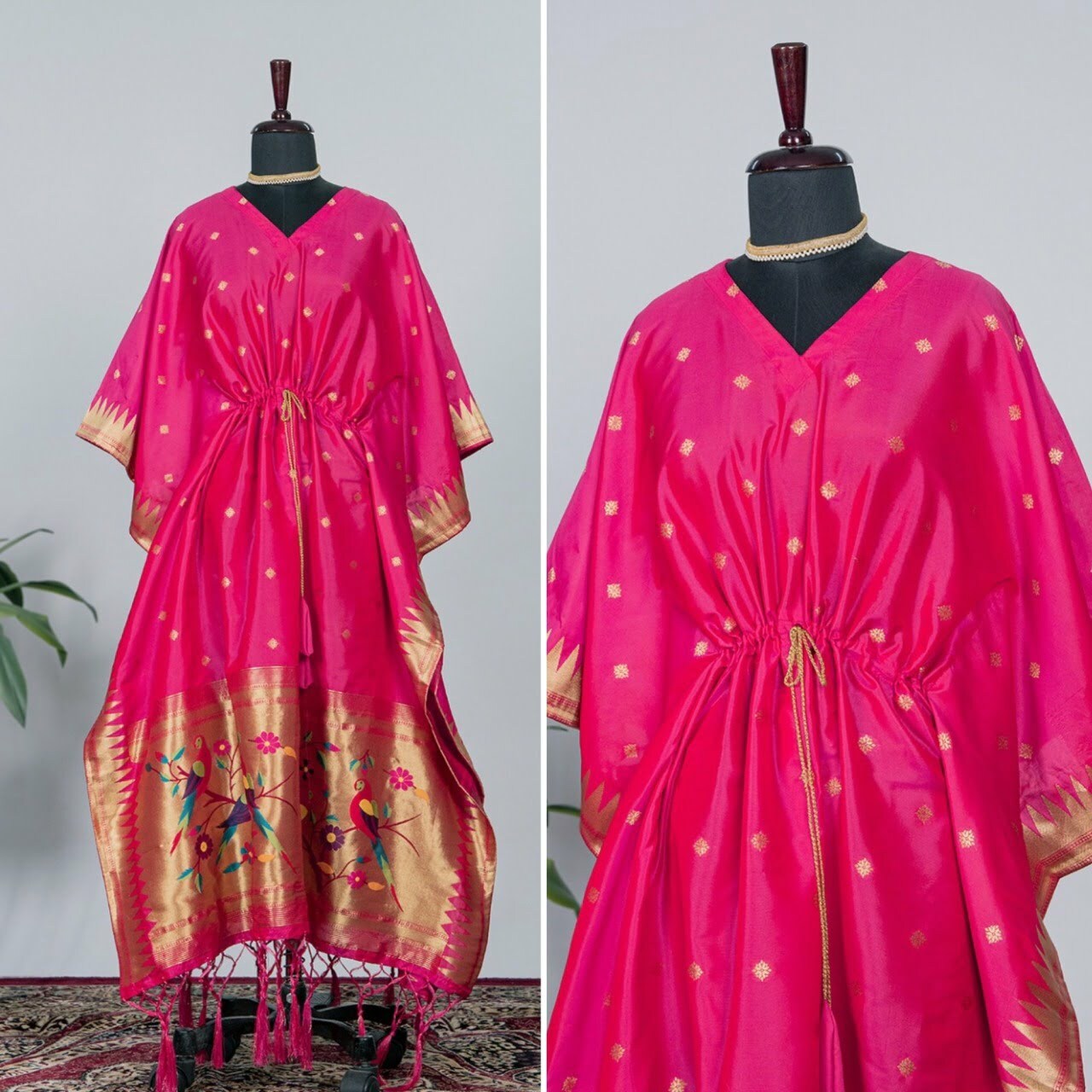Pink Paithani Kaftan for Women