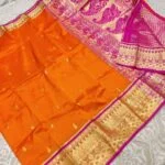Orange Kanjivaram Tana Silk Saree
