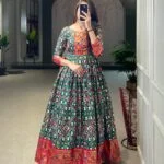 Green Luxurious Dola Silk Gowns