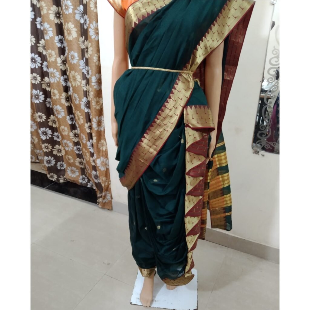 Readymade Sea Green Nauvari Saree – Kalapuri