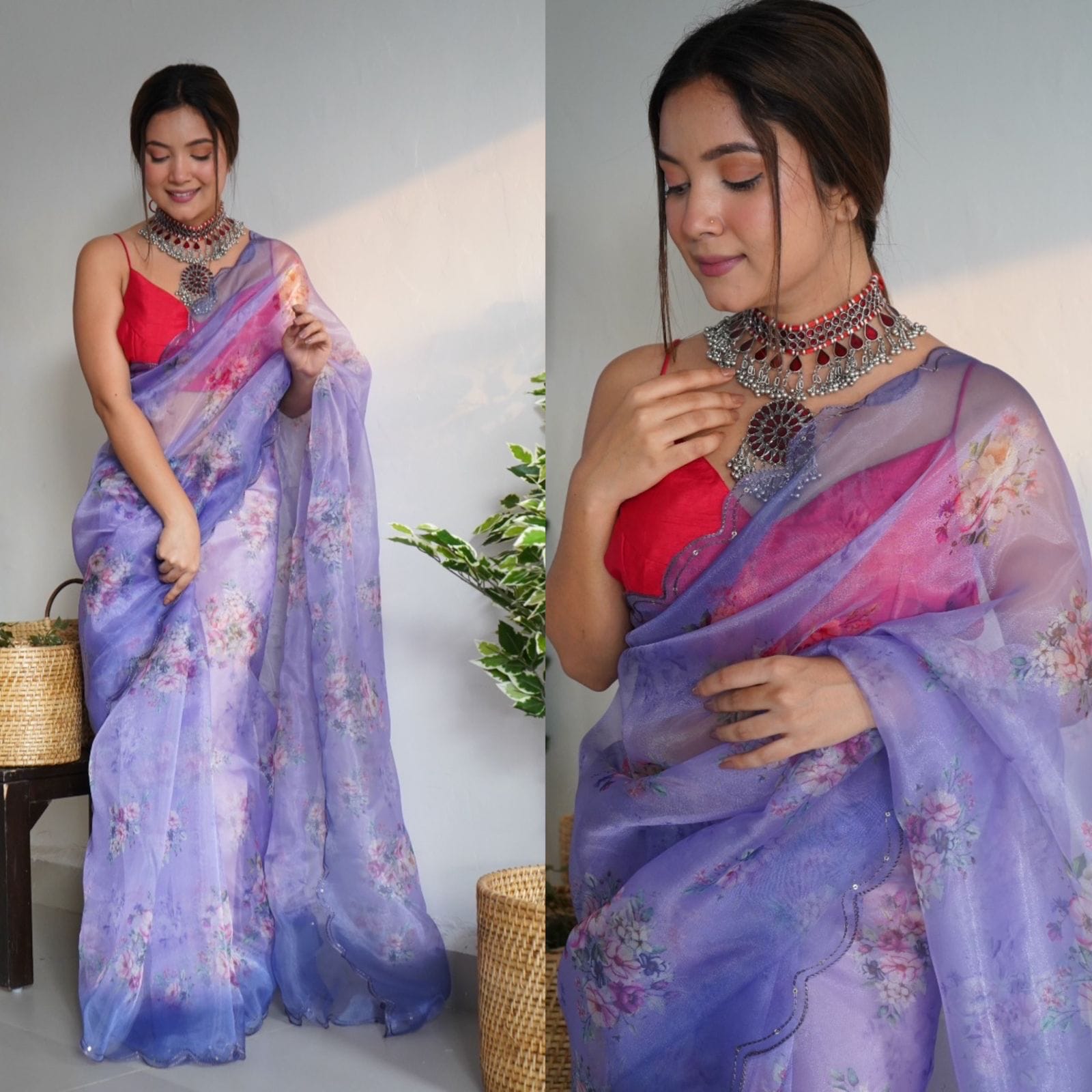 Azure Blue Organza Saree