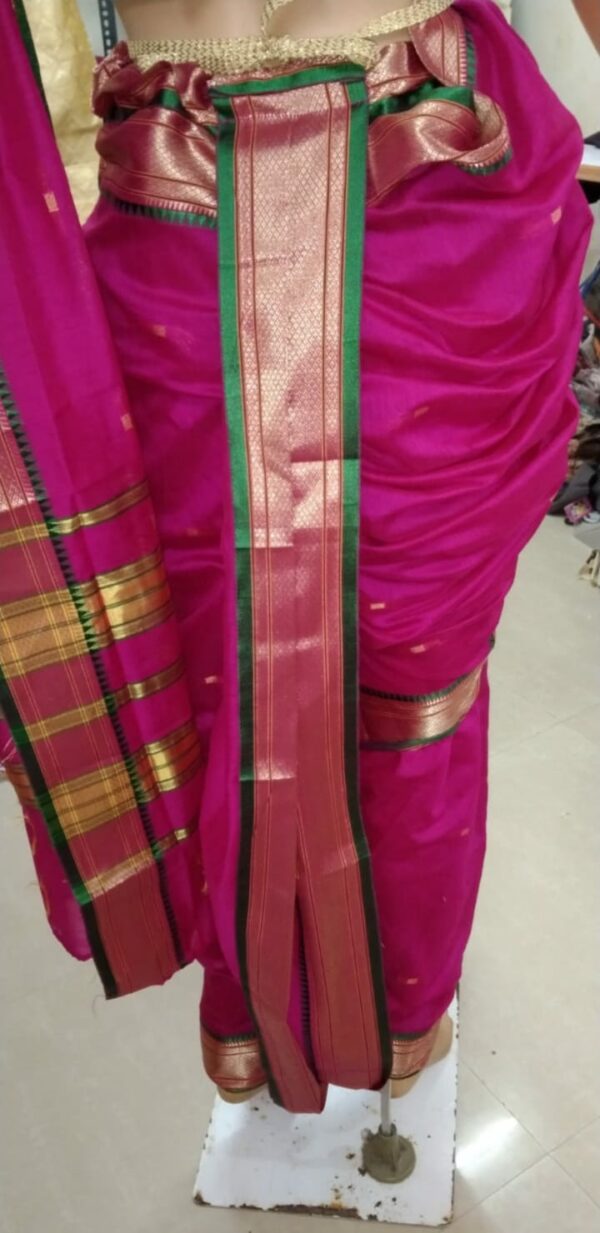 Readymade Shahi Mastani Nauvari Saree PinkGreen Back e1702101193153