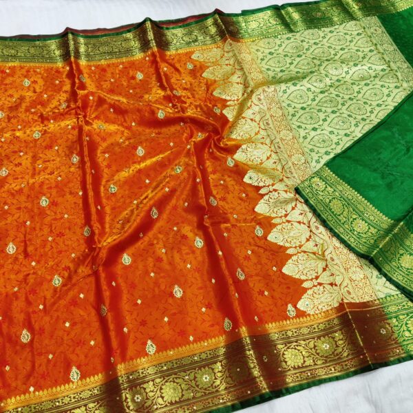 Soft Banarasi Silk Sarees_Brick Orange