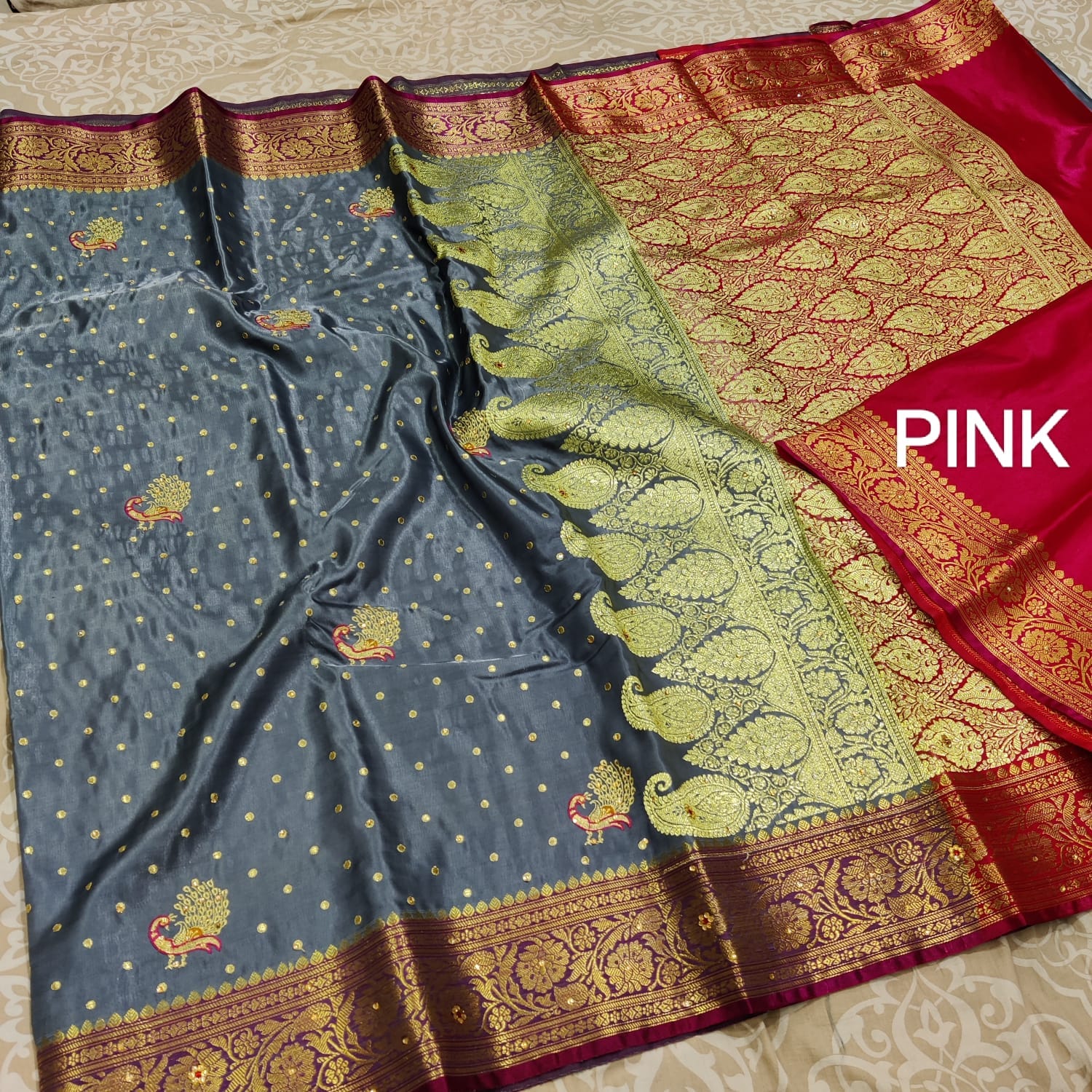 Soft Banarasi Silk Sarees_Mid Grey Soft Banarasi Silk Sarees_Mid Grey