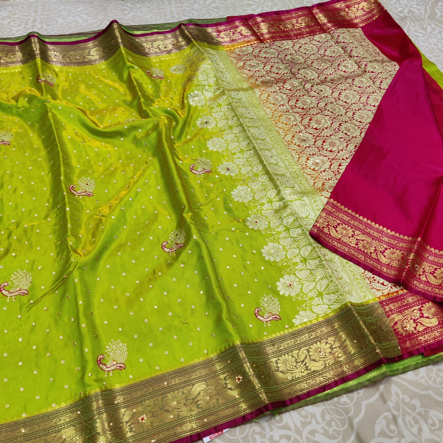 Soft Banarasi Silk Sarees_Olive Yellow Soft Banarasi Silk Sarees_Olive Yellow