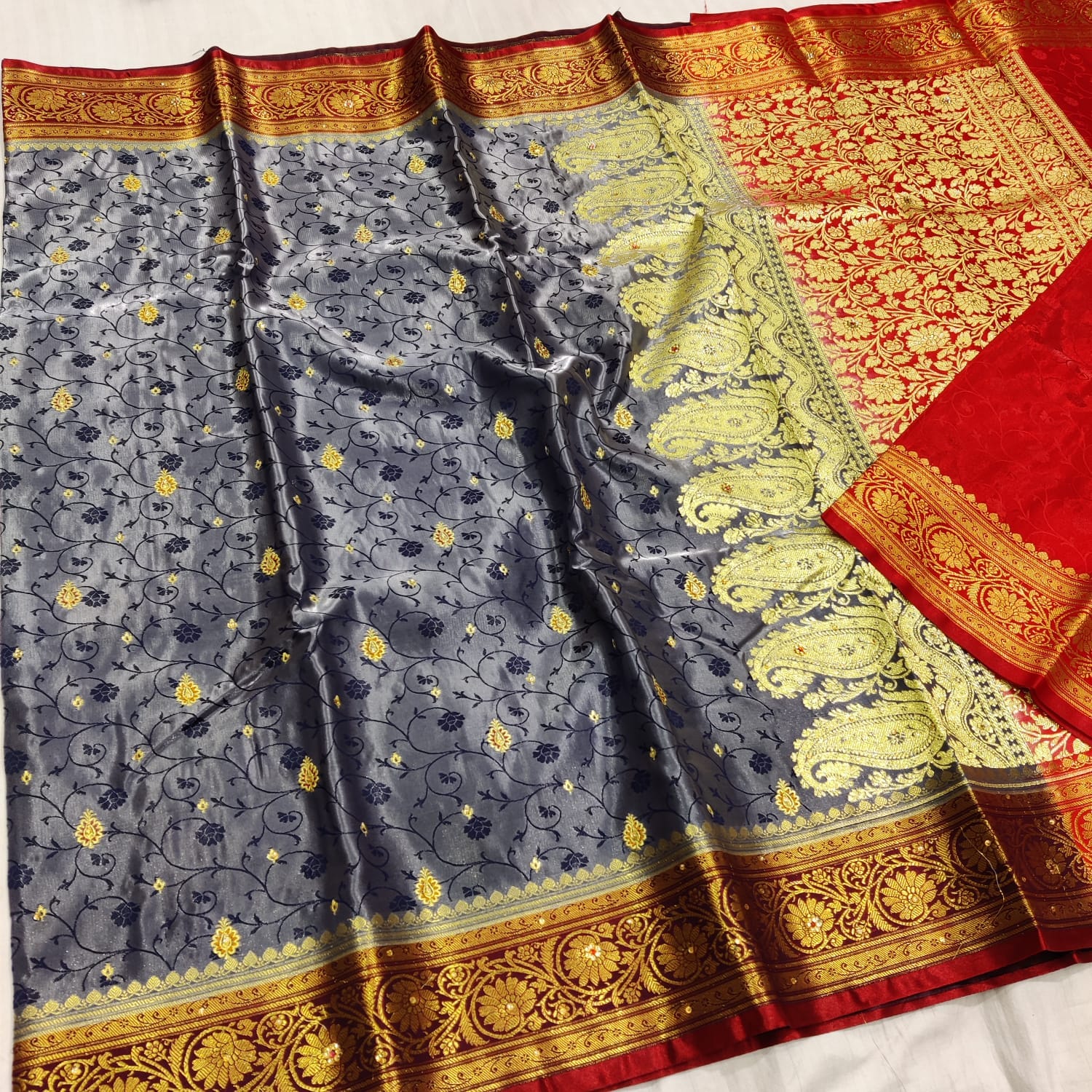Soft Banarasi Silk Sarees_Oslo Grey Soft Banarasi Silk Sarees_Oslo Grey