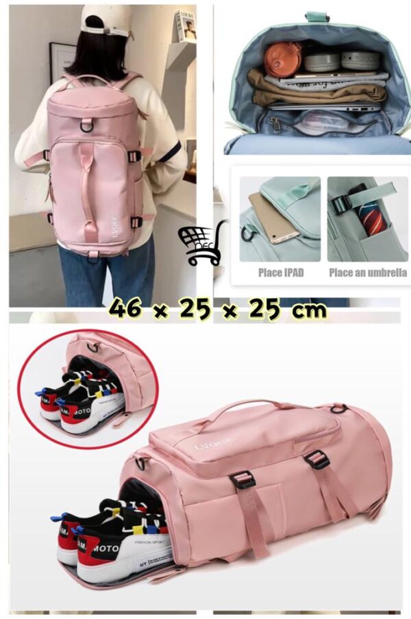 DUFFLE-BACKPACK-Multipurpose-bag-Solid-Pink-2