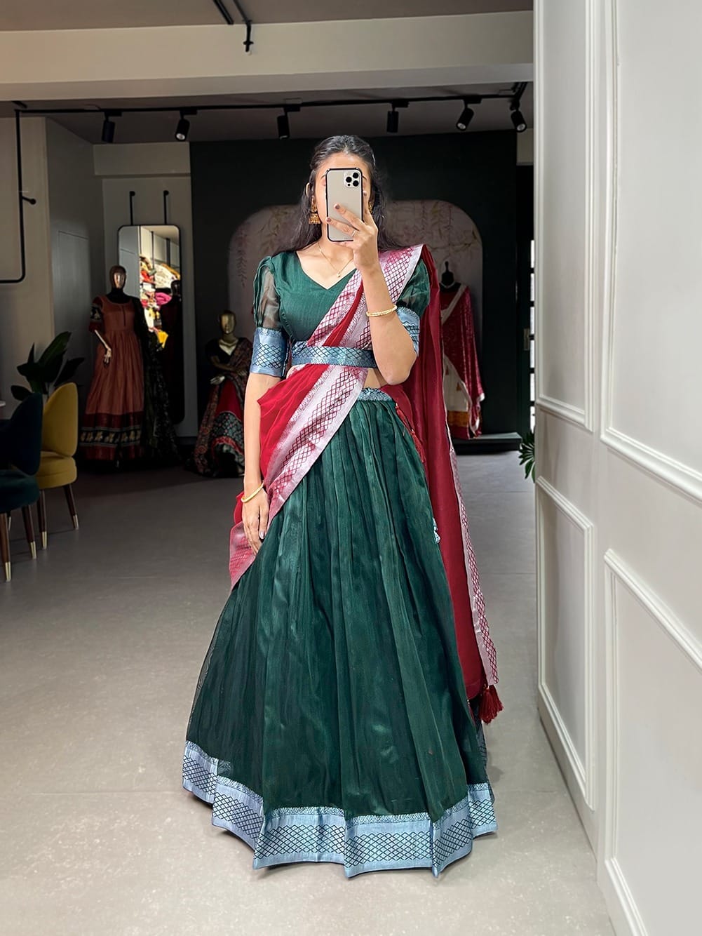 Dupion Silk Lehenga Choli Green Dupion Silk Lehenga Choli Green