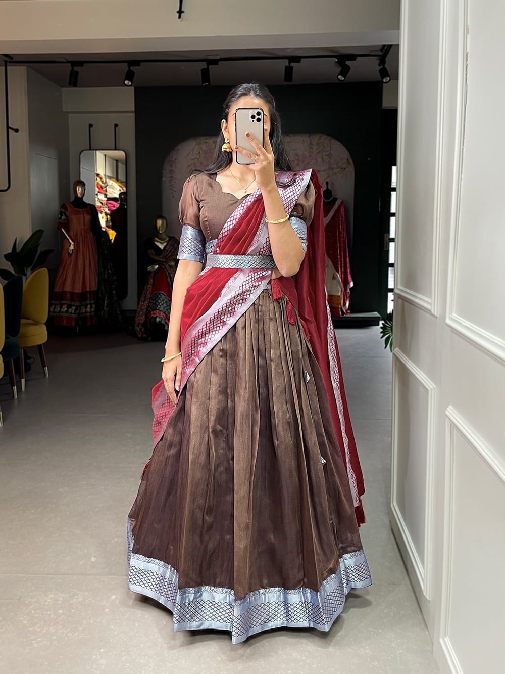 Dupion Silk Lehenga Choli Grey Dupion Silk Lehenga Choli Grey