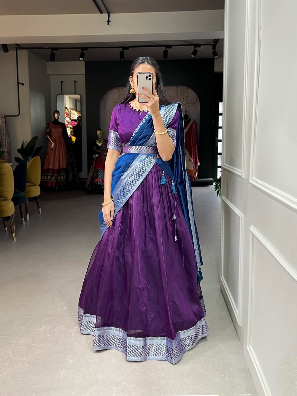 Dupion Silk Lehenga Choli Purple Dupion Silk Lehenga Choli Purple