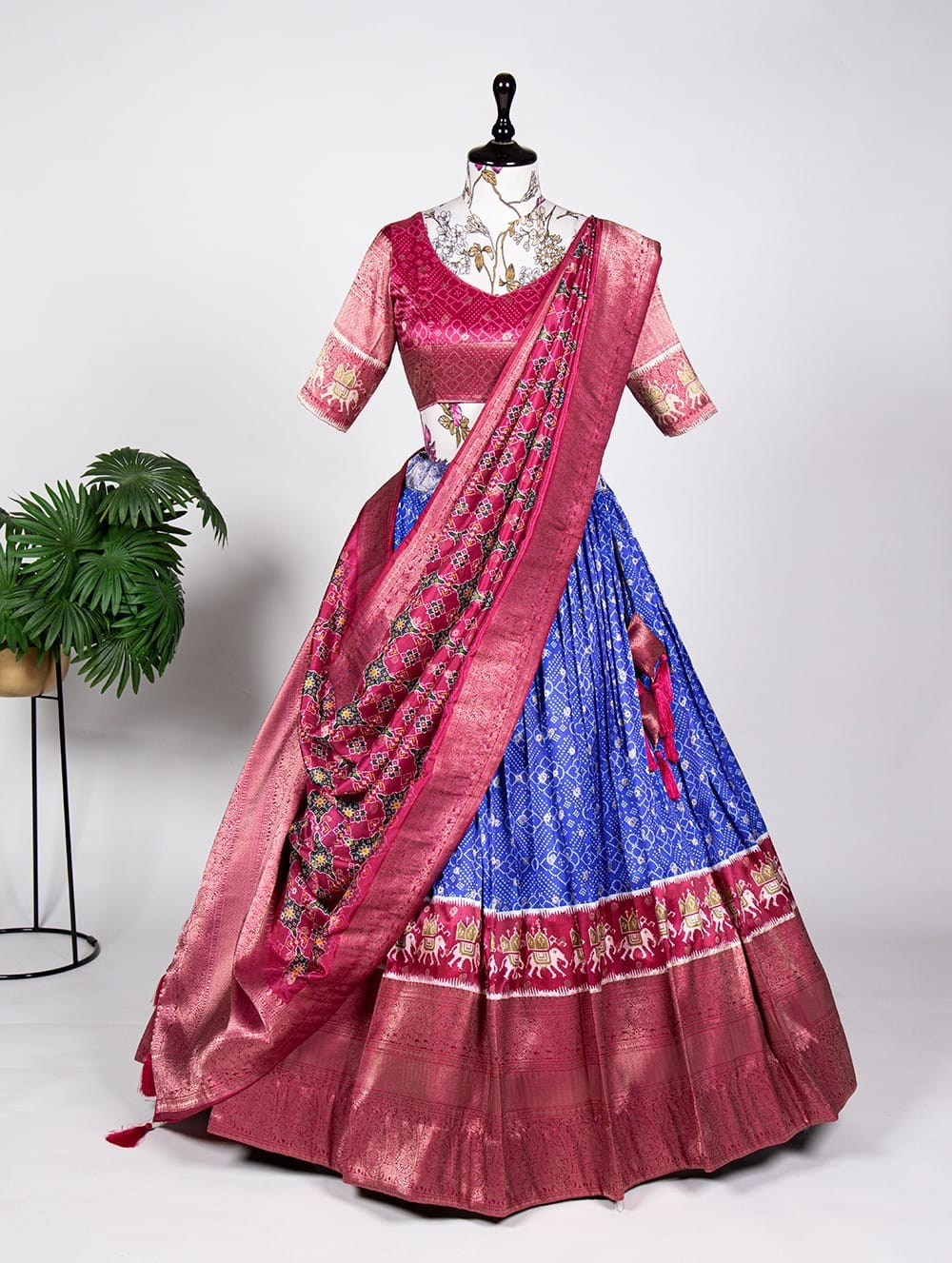 Jacquard Silk Lehenga Blue