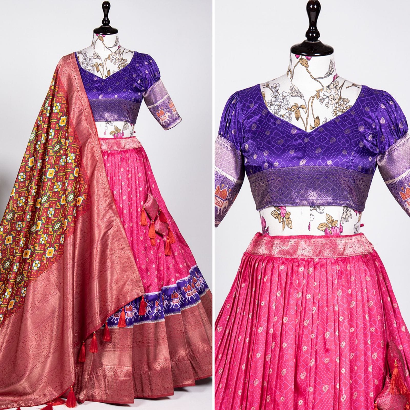 Jacquard Silk Lehenga Pink_2