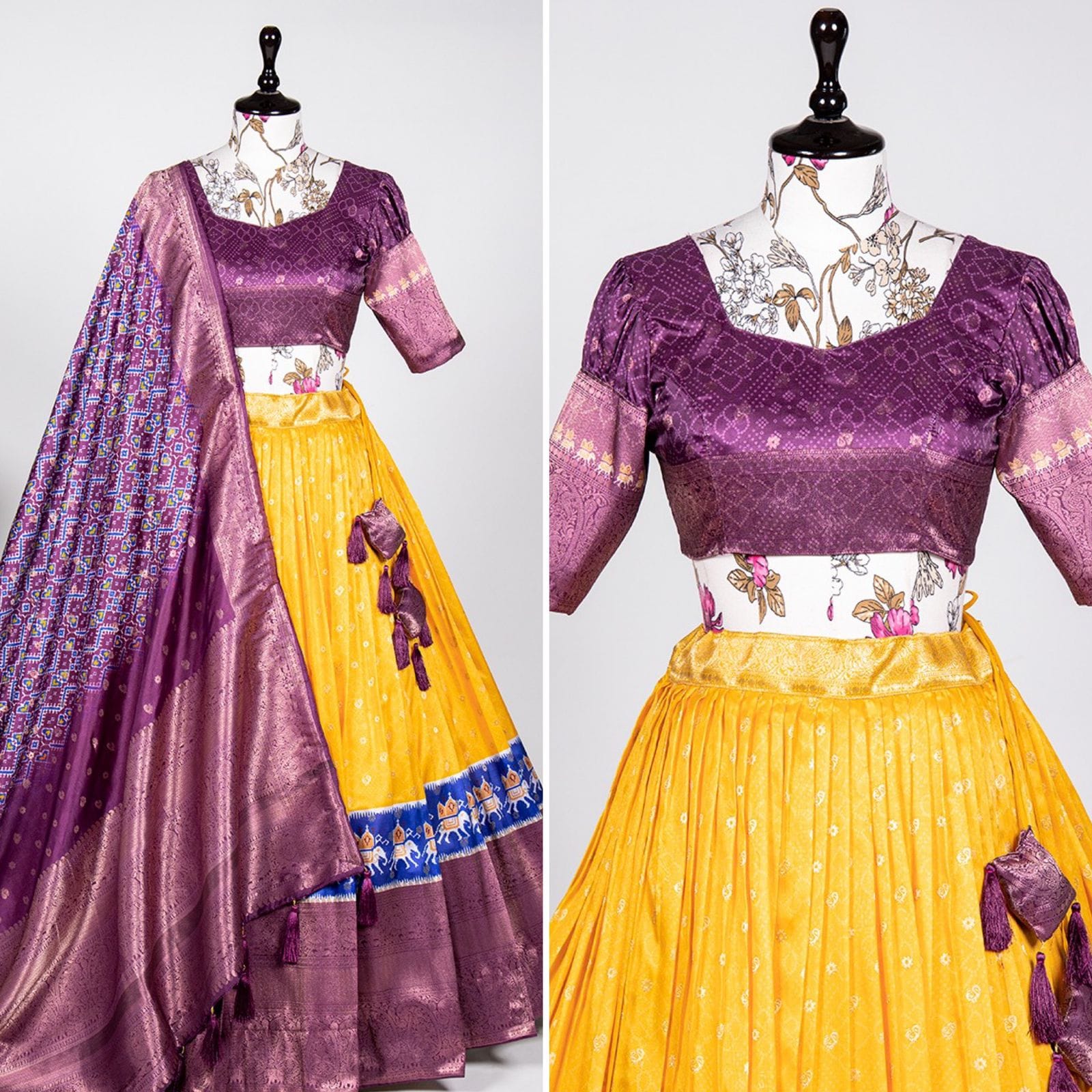 Jacquard Silk Lehenga Yellow_2