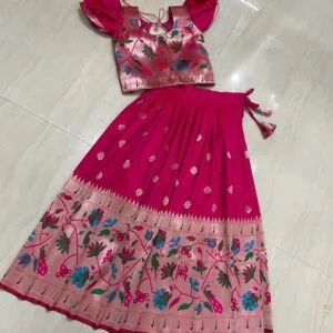 Purple Red paithani lehenga for baby girl_1