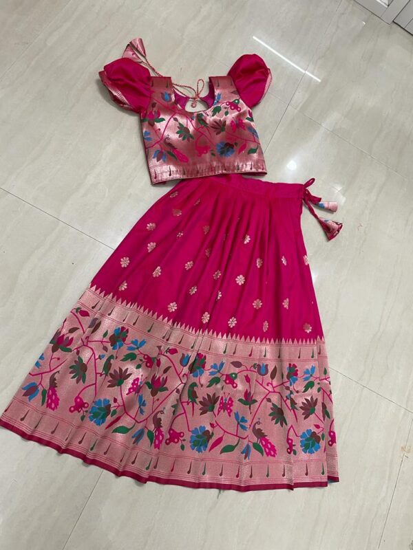 14102 RKT PINK LEHENGA BUY ONLINE NEW BEAUTIFUL FANCY STYLISH LATEST  DESIGNER PARTY WEAR KIDS BABY GIRL NAVRATRI SPECIAL PINK SHADE LEHENGA WITH  RUFFLED SLEEVES BLOUSE BEST DESIGN SUPPLIER IN GUJRAT SINGAPORE -