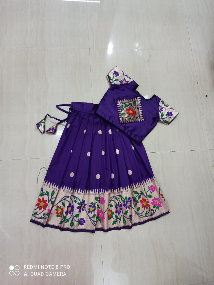 Royal Blue paithani lehenga for baby girl_2 Royal-Blue-paithani-lehenga-for-baby-girl_2
