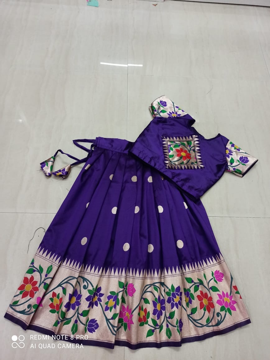 Royal Blue paithani lehenga for baby girl_3 Royal-Blue-paithani-lehenga-for-baby-girl_3