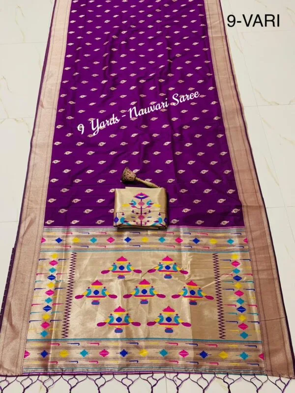 9 Yards Magenta Nauvari Paithani Saree