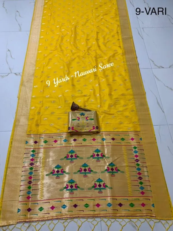 9 Yards Yellow Nauvari Paithani Saree