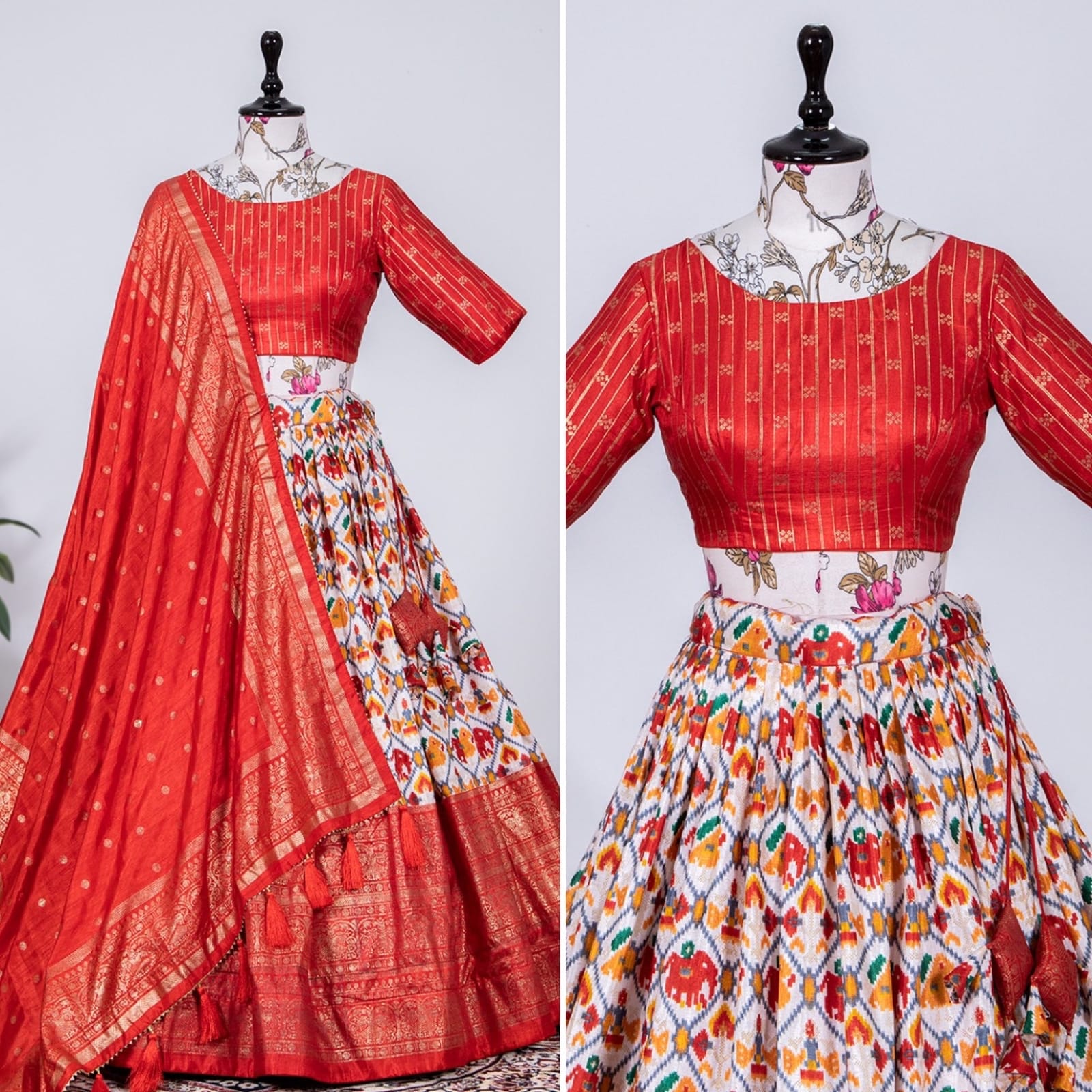 Red Dola Silk Lehenga Choli (2) Product detail view 5