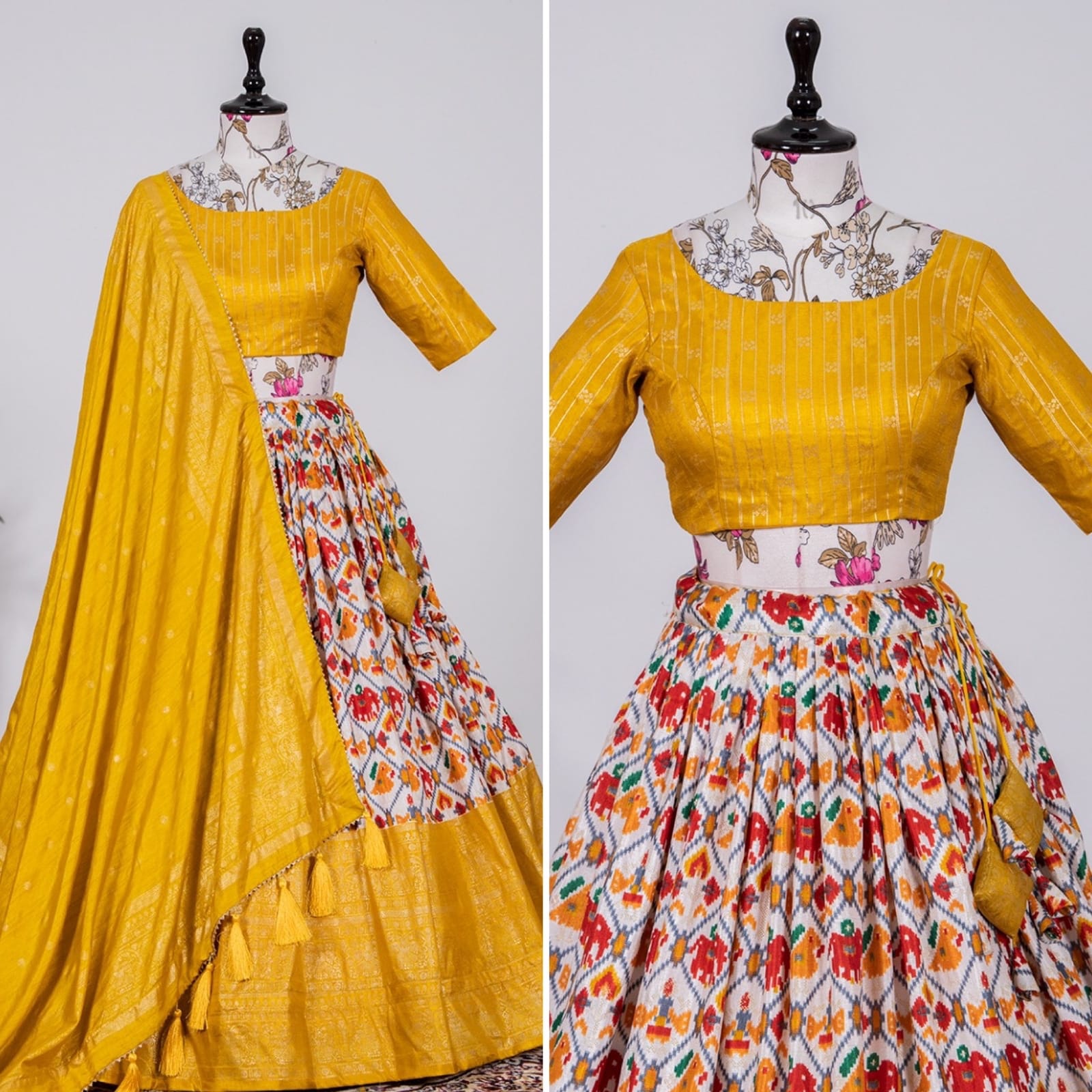 Yellow Dola Silk Lehenga Choli (2) Product detail view 7