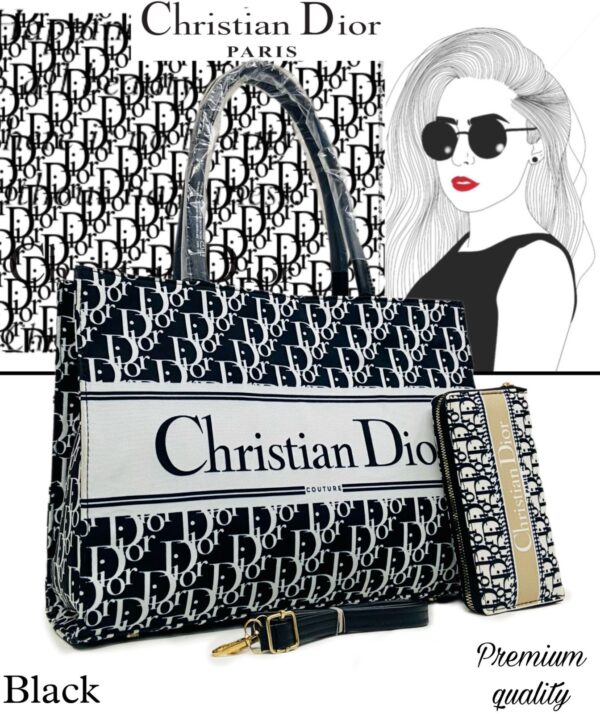CHRISTIAN DIOR Black Tote Bag + Wallet