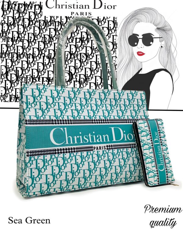 CHRISTIAN DIOR Sea GreenTote Bag + Wallet