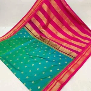 Irkal Semi Paithani Saree Cyan