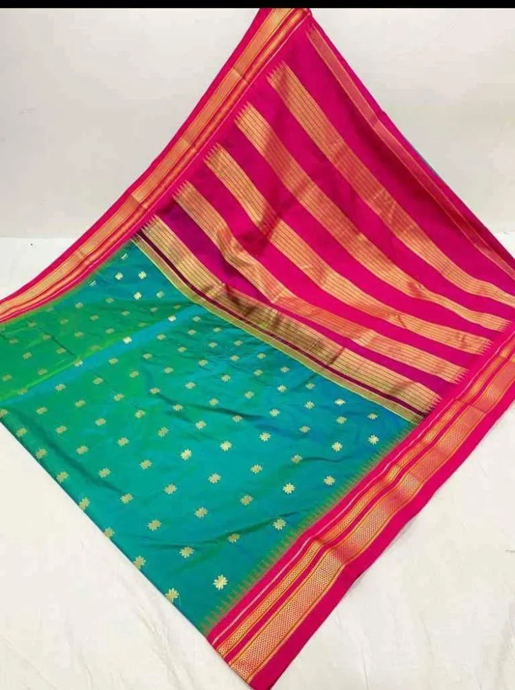 Irkal Semi Paithani Saree Cyan