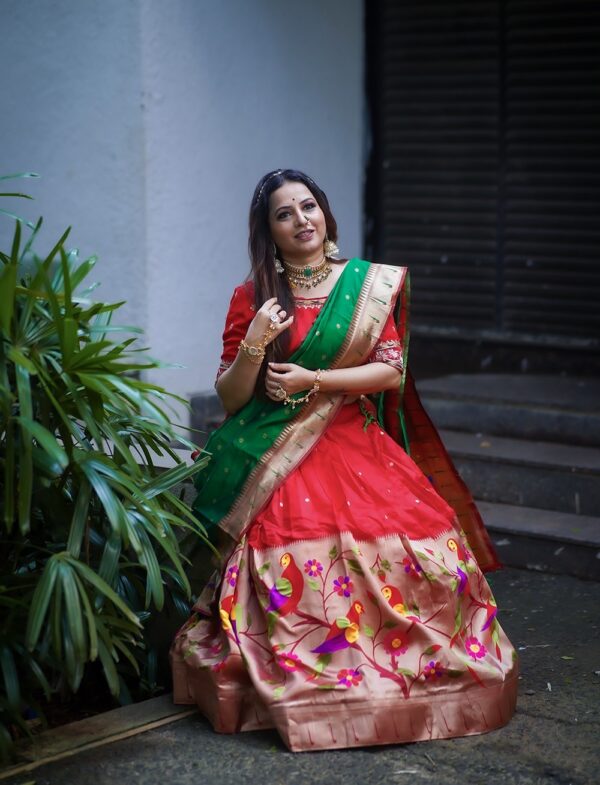Buy Sunharepal Paithani Silk Lehenga Choli with Heavy hand made tassels  with drawstring & bordered Graceful Elegance for a Timeless Wedding  Ensemble (Firozi) at Amazon.in