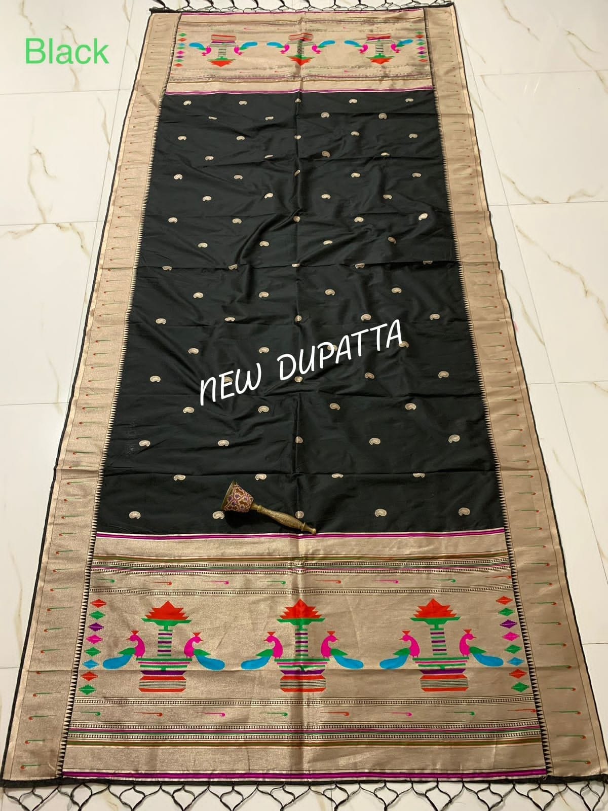 Soft Silk Paithani Dupatta Black
