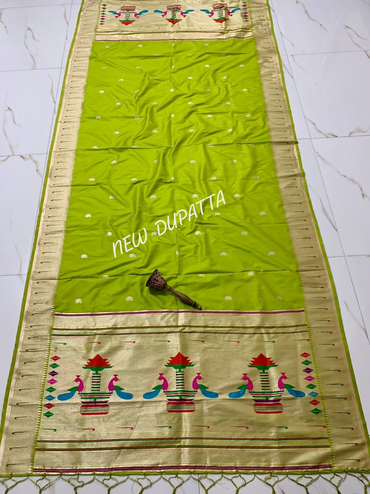 Soft Silk Paithani Dupatta Citron
