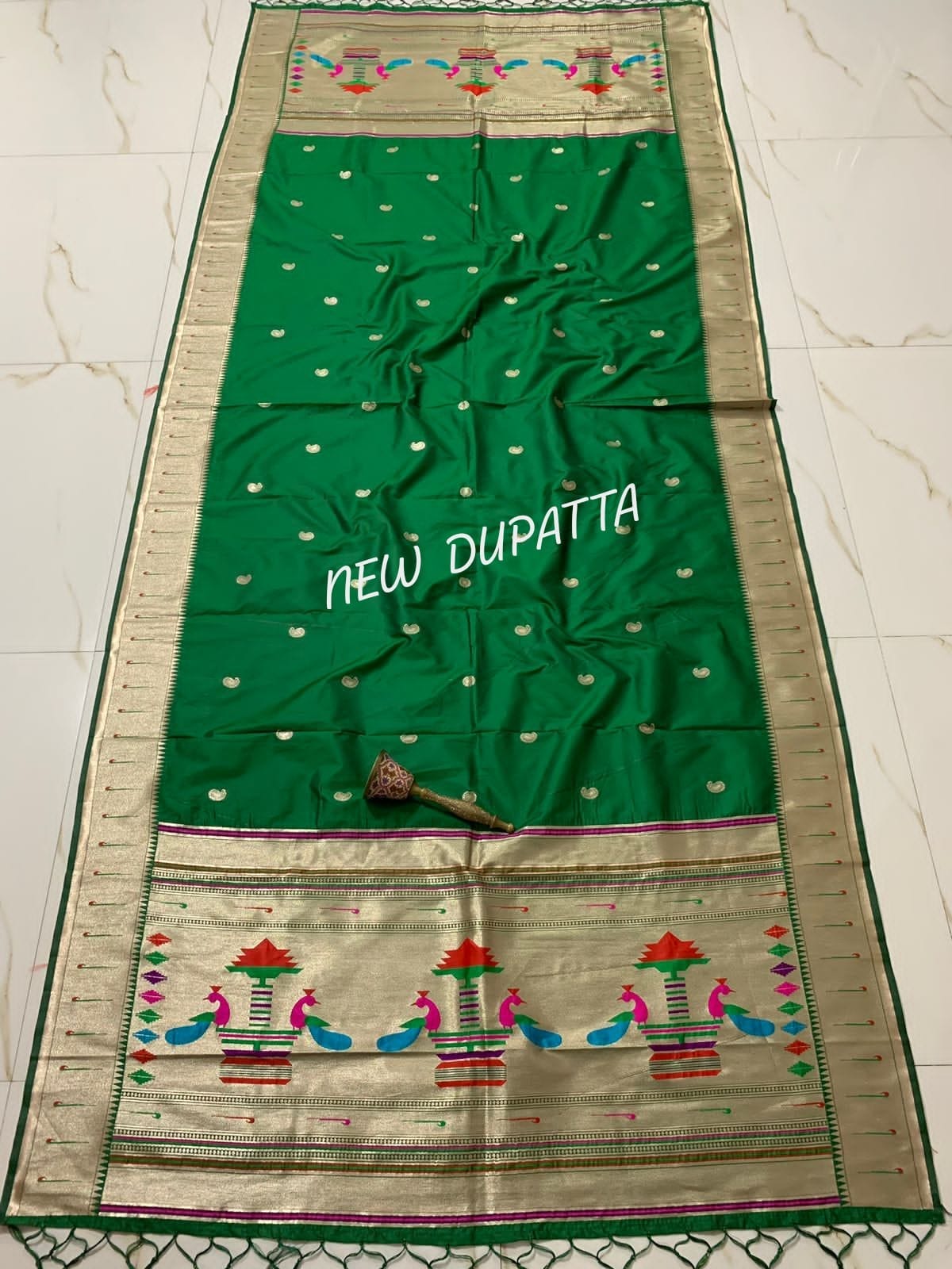 Soft Silk Paithani Dupatta Green