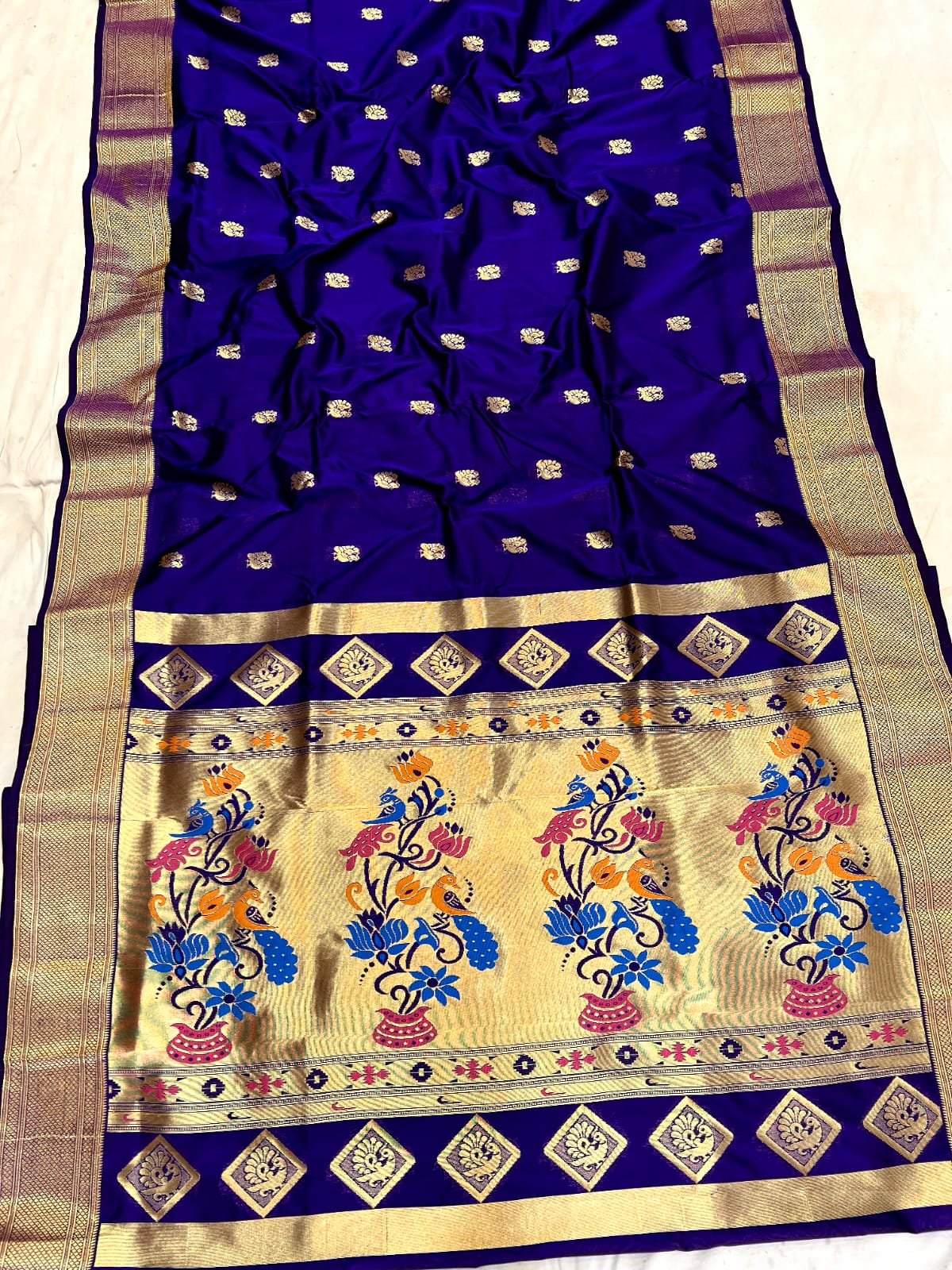 Cream Woven Border Paithani Saree 5036SR02