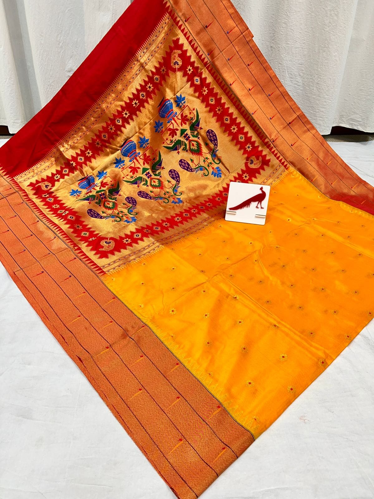 Tripple Munia Paithani Dark Yellow Tripple Munia Paithani Dark Yellow