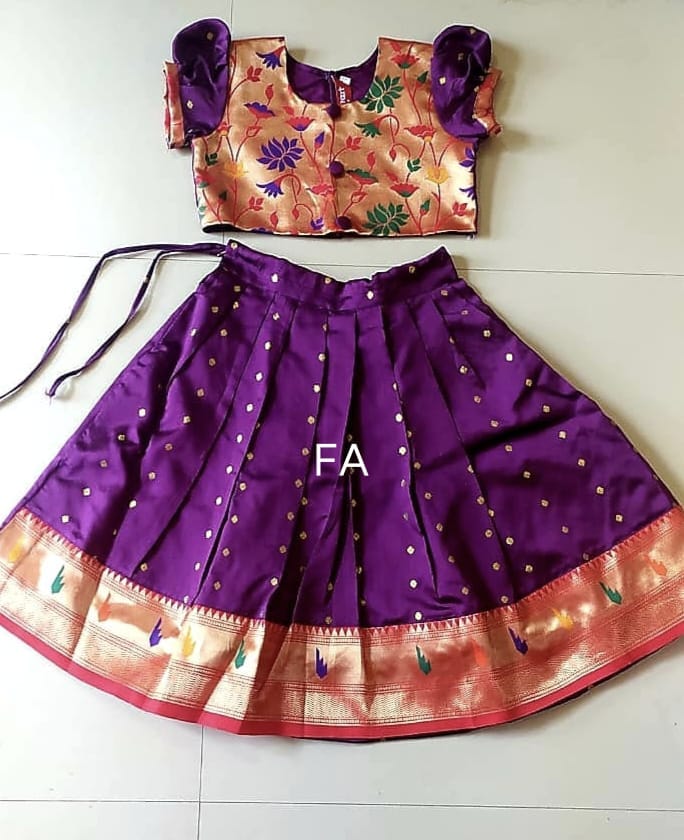 Paithani Parkar Polka for Baby Girl Purple Purple Paithani Parkar Polka for Baby Girl Purple