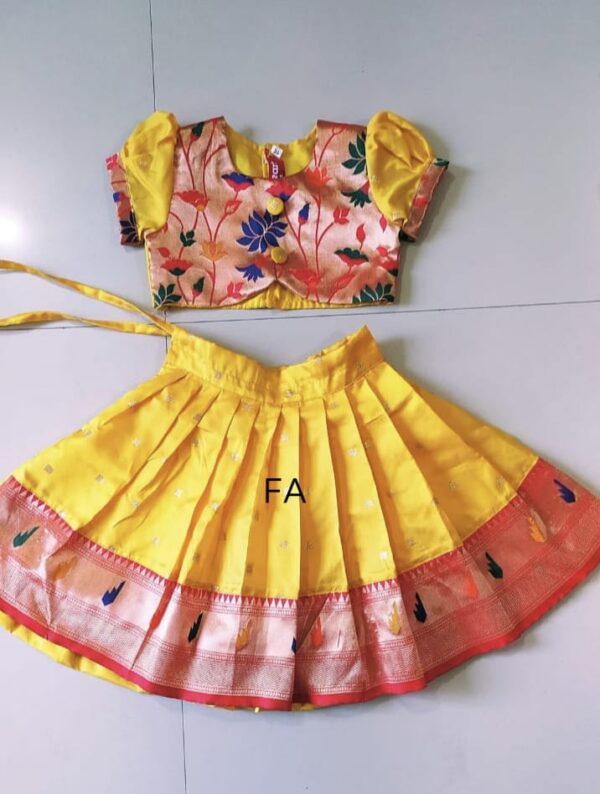 Paithani Parkar Polka for Baby Girl Yellow