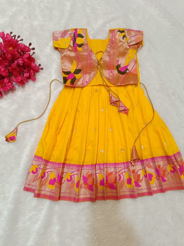 Yellow Color Patola Paithani Printed And Foil Printed Dola Silk Gown –  garment villa