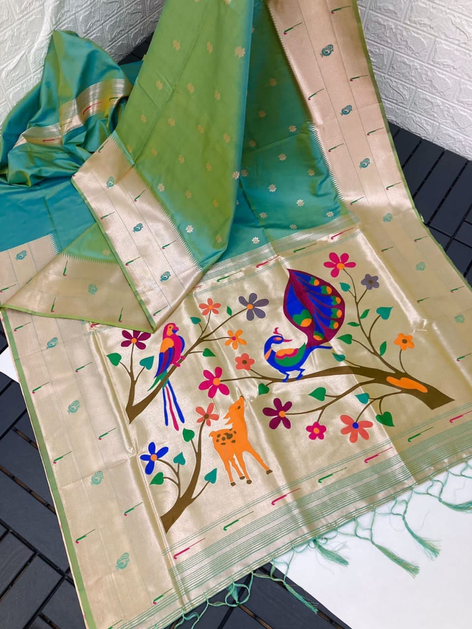 Paithani Silk Sarees Green