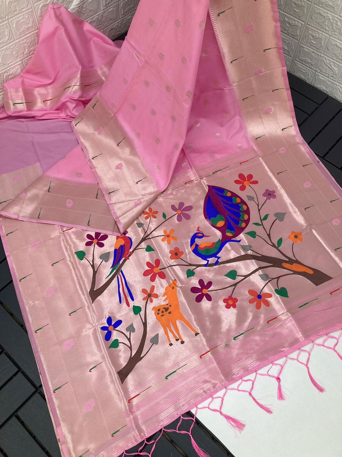 Paithani Silk Sarees Light Pink