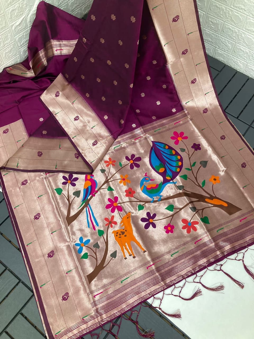 Paithani Silk Sarees Maroon