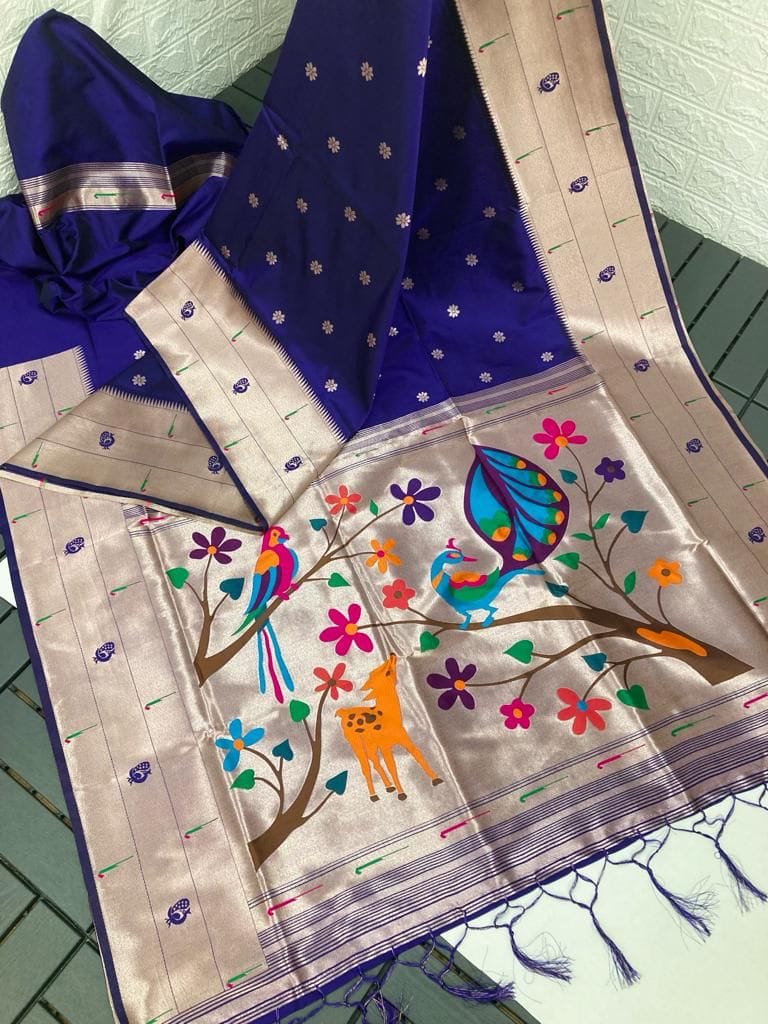 Paithani Silk Sarees Royal Blue