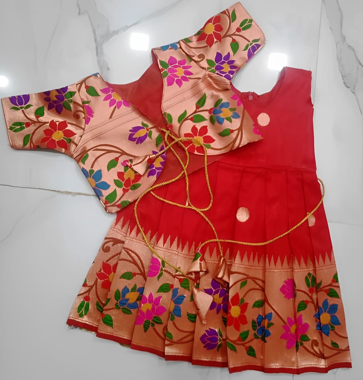 Red Paithani Frock With