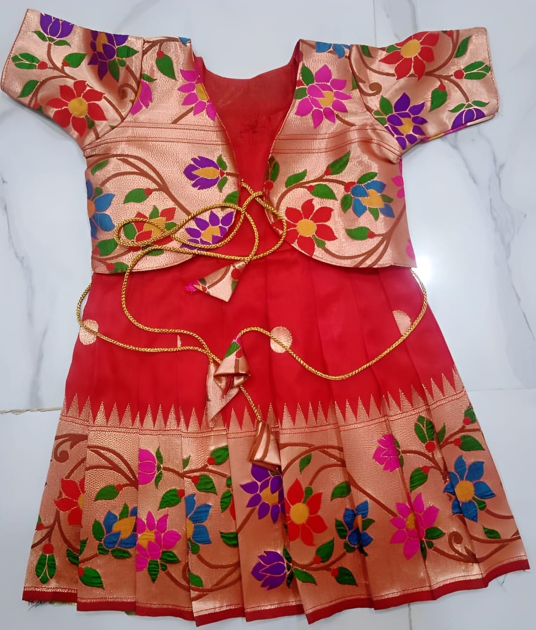 Red Paithani Frock