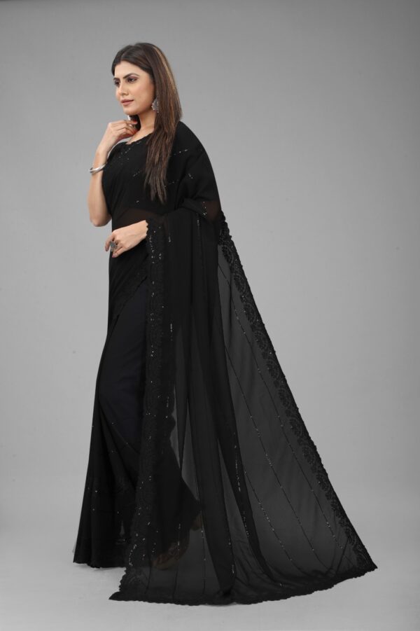 Bollywood Saree - Priyanka Chopra Style Black Saree with Blouse (3)