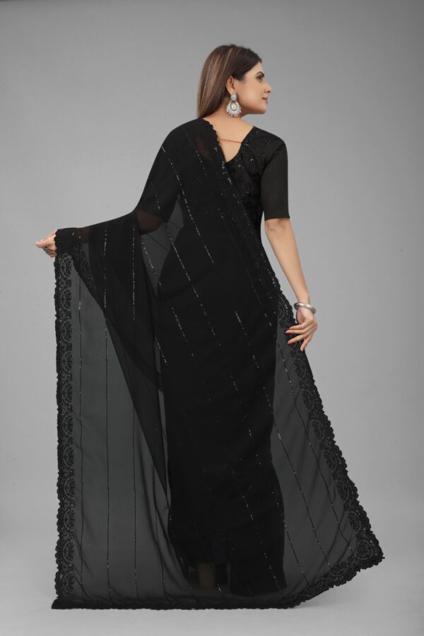 Bollywood Saree - Priyanka Chopra Style Black Saree with Blouse (4)