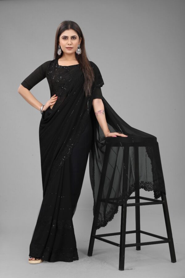 Bollywood Saree - Priyanka Chopra Style Black Saree with Blouse (5)