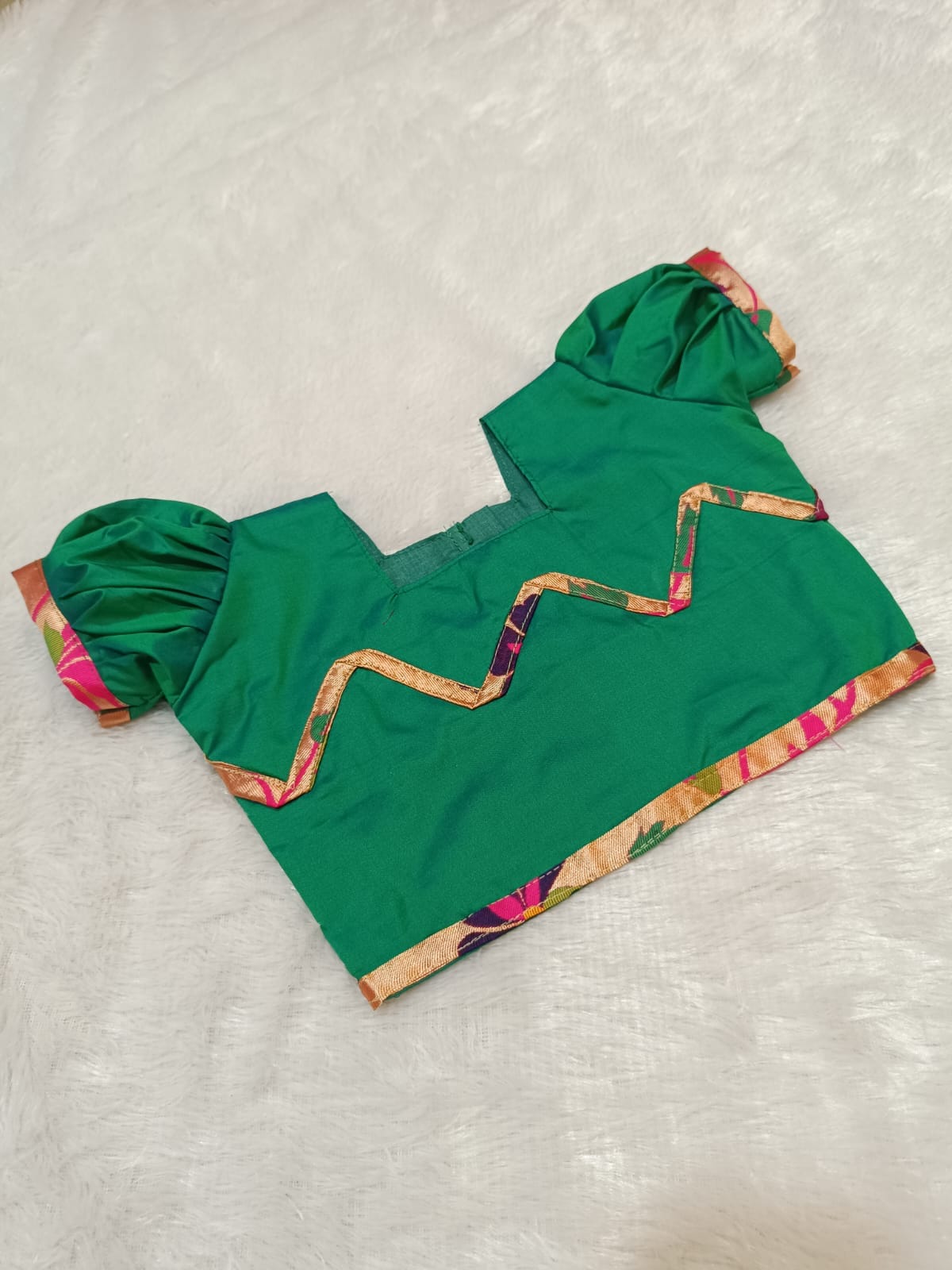 Green Paithani Lehenga for baby girl (3) Green Paithani Lehenga for baby girl (3)